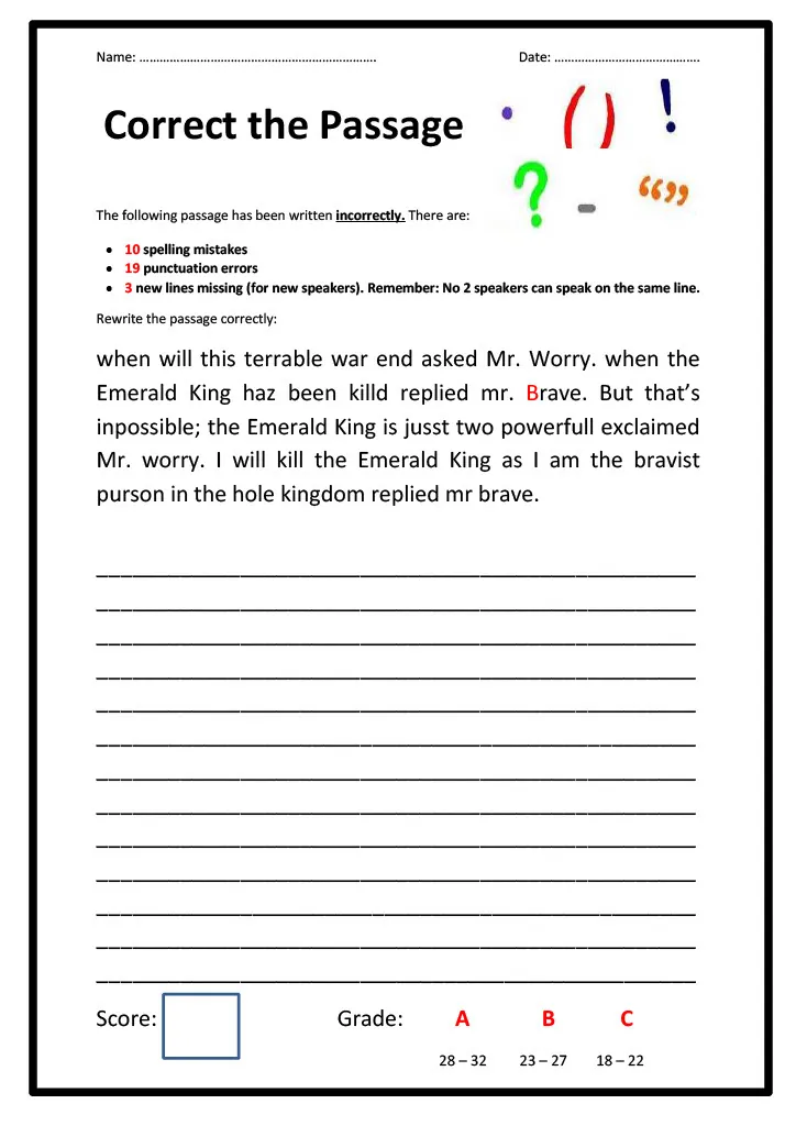 Proofreading Worksheet 2 – cover