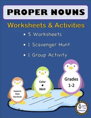 Proper Noun Worksheets and Activity - Penguin Theme – cover