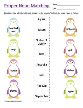 Proper Noun Worksheets and Activity - Penguin Theme – sample page 2