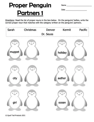 Proper Noun Worksheets and Activity - Penguin Theme – sample page 3