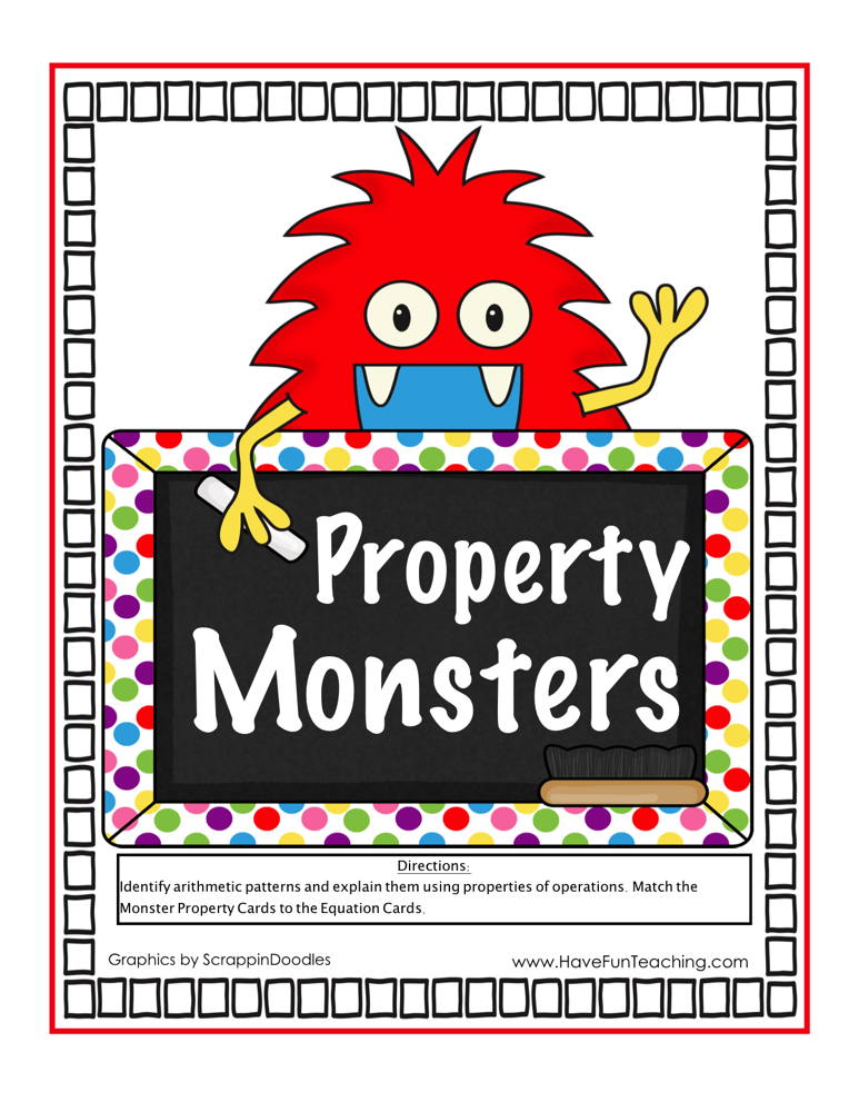 Property Monsters Math Properties Activity teaching resource preview