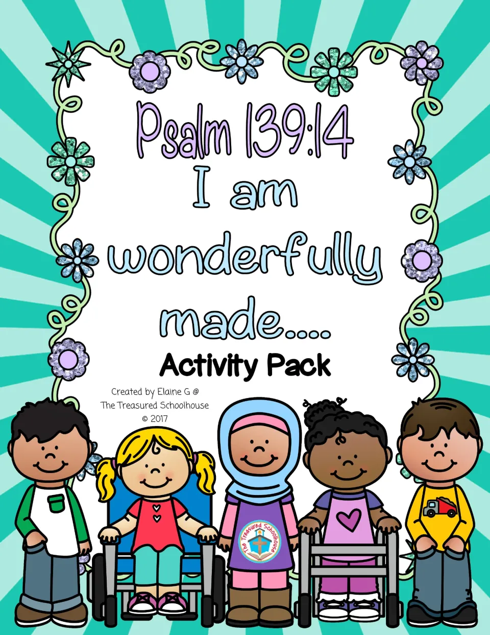 Cover of the Psalm 139:14 Activity Pack featuring the words 'I am wonderfully made' and five children