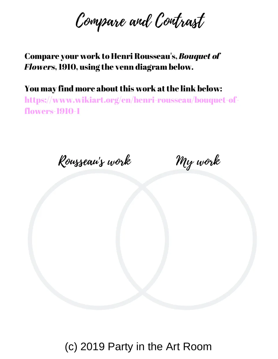 Compare-and-contrast activity asks students to compare their art with Henri Rousseau's Bouquet of Flowers, 1910