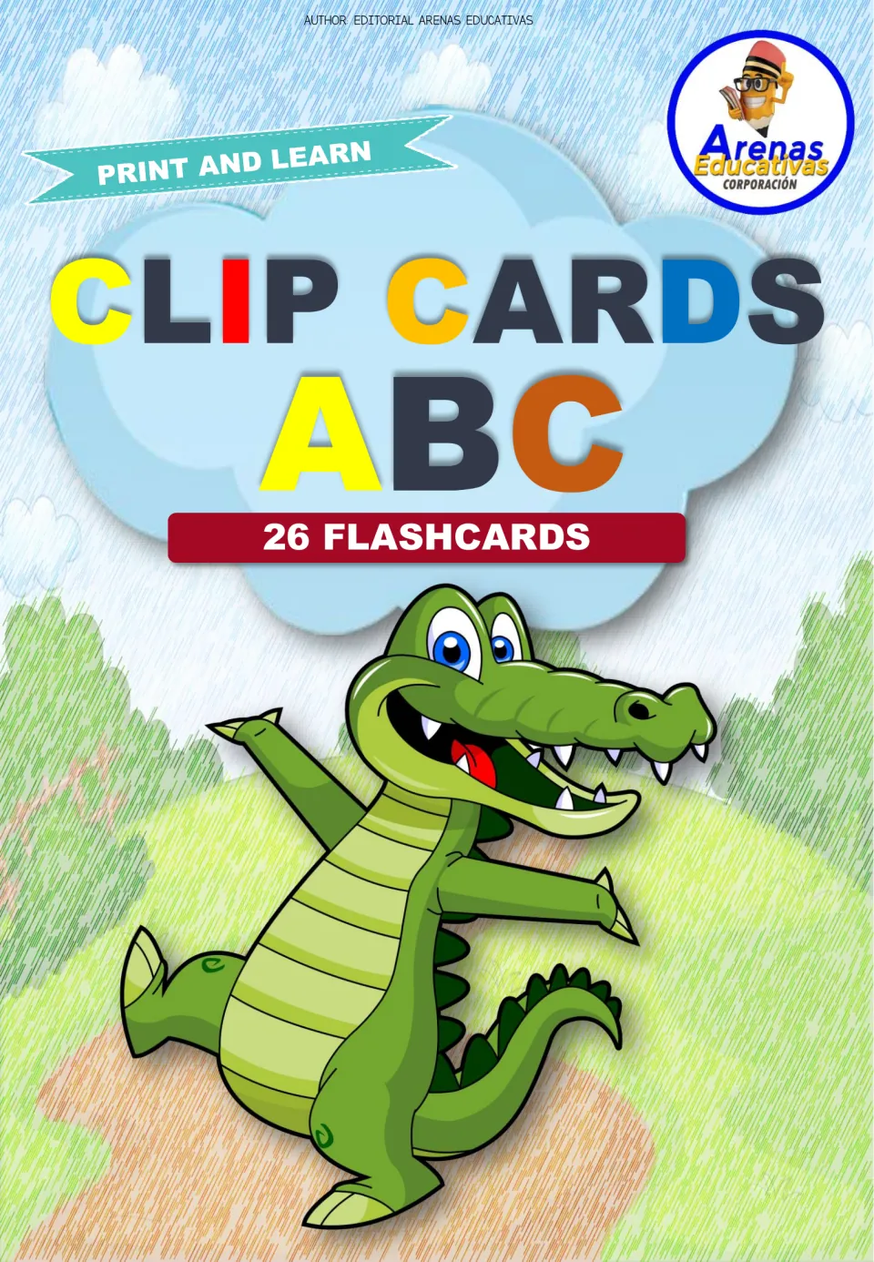 Cover of the pumpkin alphabet clip card set, labeled 'CLIP CARDS ABC', '26 FLASHCARDS' and 'PRINT AND LEARN'.
