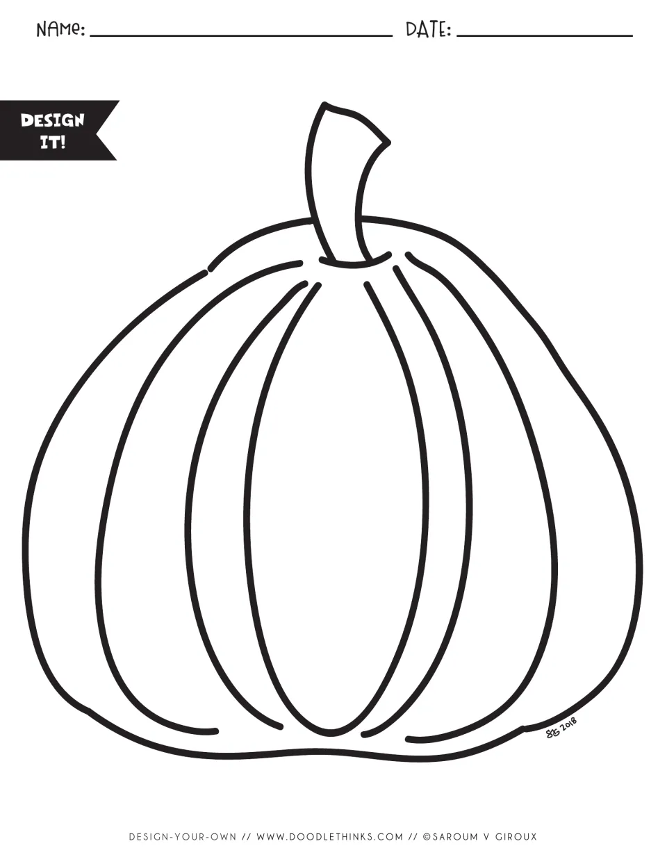 Design It! pumpkin: students fill a plain pumpkin outline with their own patterns and colors to create an original design