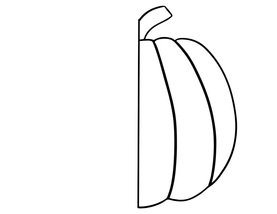Black-and-white right pumpkin half with a stem, a cutout piece to color for the life cycle foldable