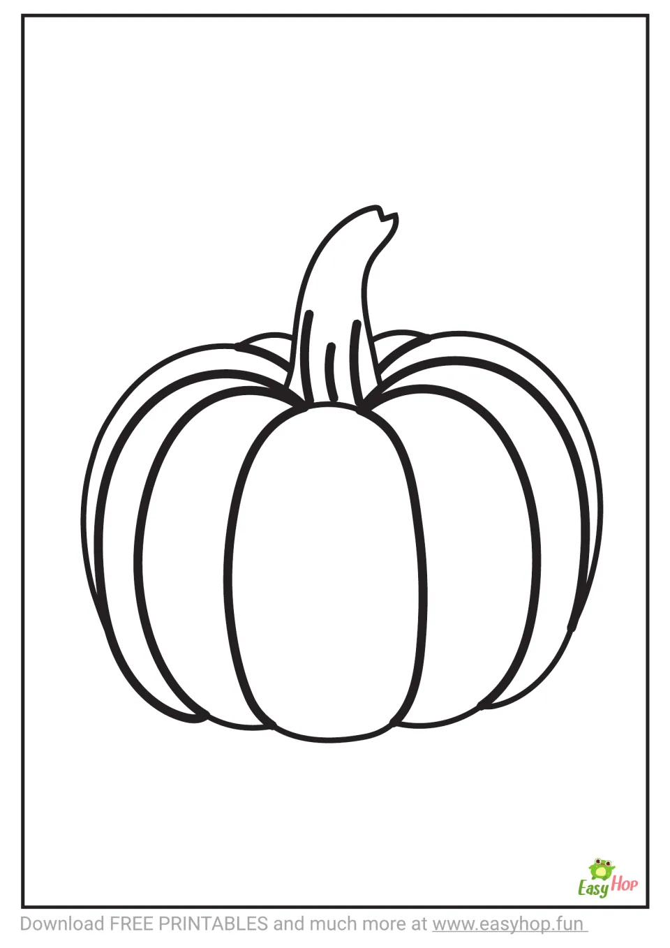 Coloring template: one large pumpkin with a curved stem and uncolored sections for the set's coloring activity