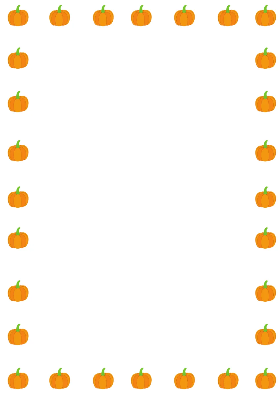Pumpkin-themed blank paper for drawing or journaling, the color version completing the eight-page set