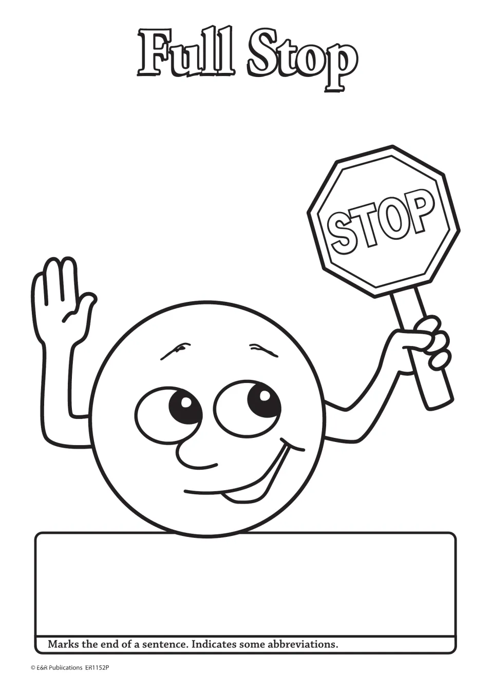 Period poster labeled “Full Stop”: a punctuation character and a definition of sentence endings and abbreviations.