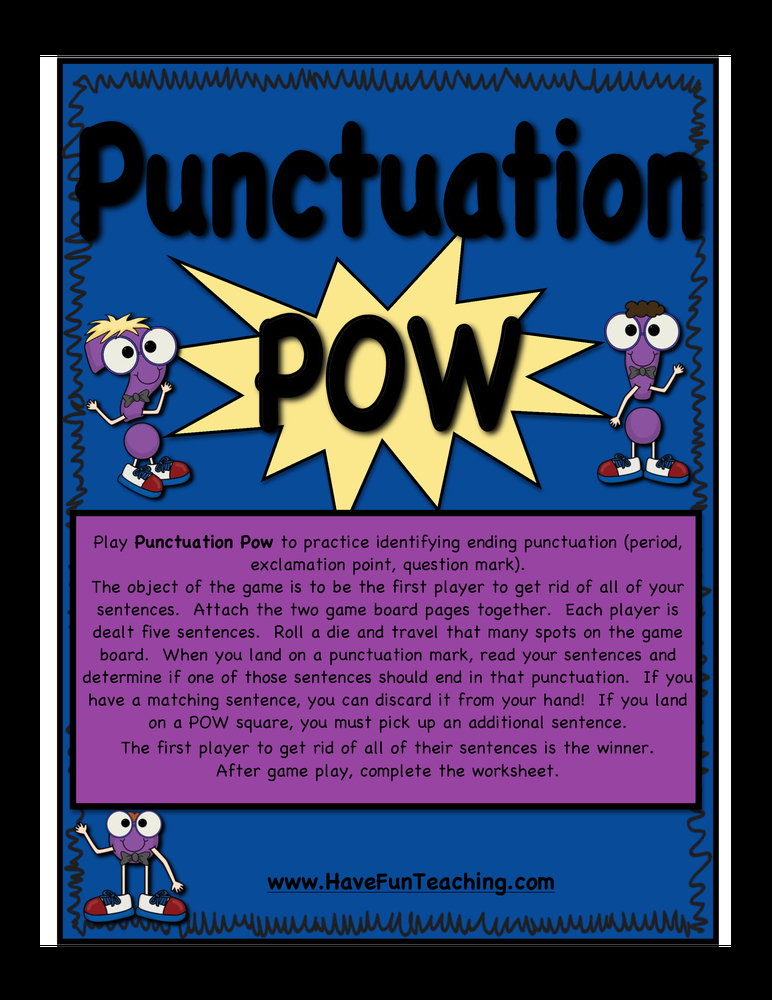 Punctuation Pow Activity teaching resource preview