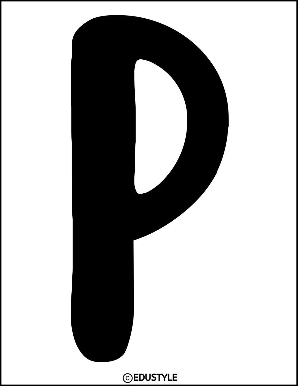 Bulletin board banner letter P: a full-page solid black capital P to cut out, the first letter of the title display