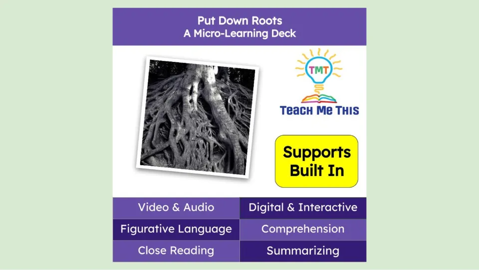 Cover of the figurative language deck highlighting video, audio, comprehension, close reading, and summarizing.