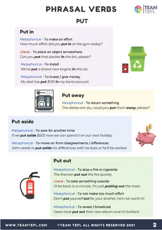 Put Phrasal Verbs – Exercises & Practice Sheets – sample page 2