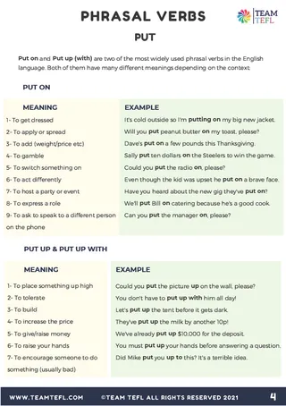 Put Phrasal Verbs – Exercises & Practice Sheets – sample page 4