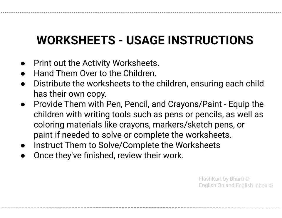 Usage instructions: print the sheets, give each child a copy with pencils, crayons or paint, then review their work