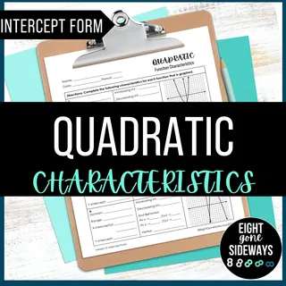 Quadratic Characteristics Worksheet – Intercept Form – cover
