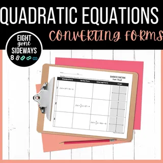 Quadratic Equations – Converting Forms Worksheet – cover