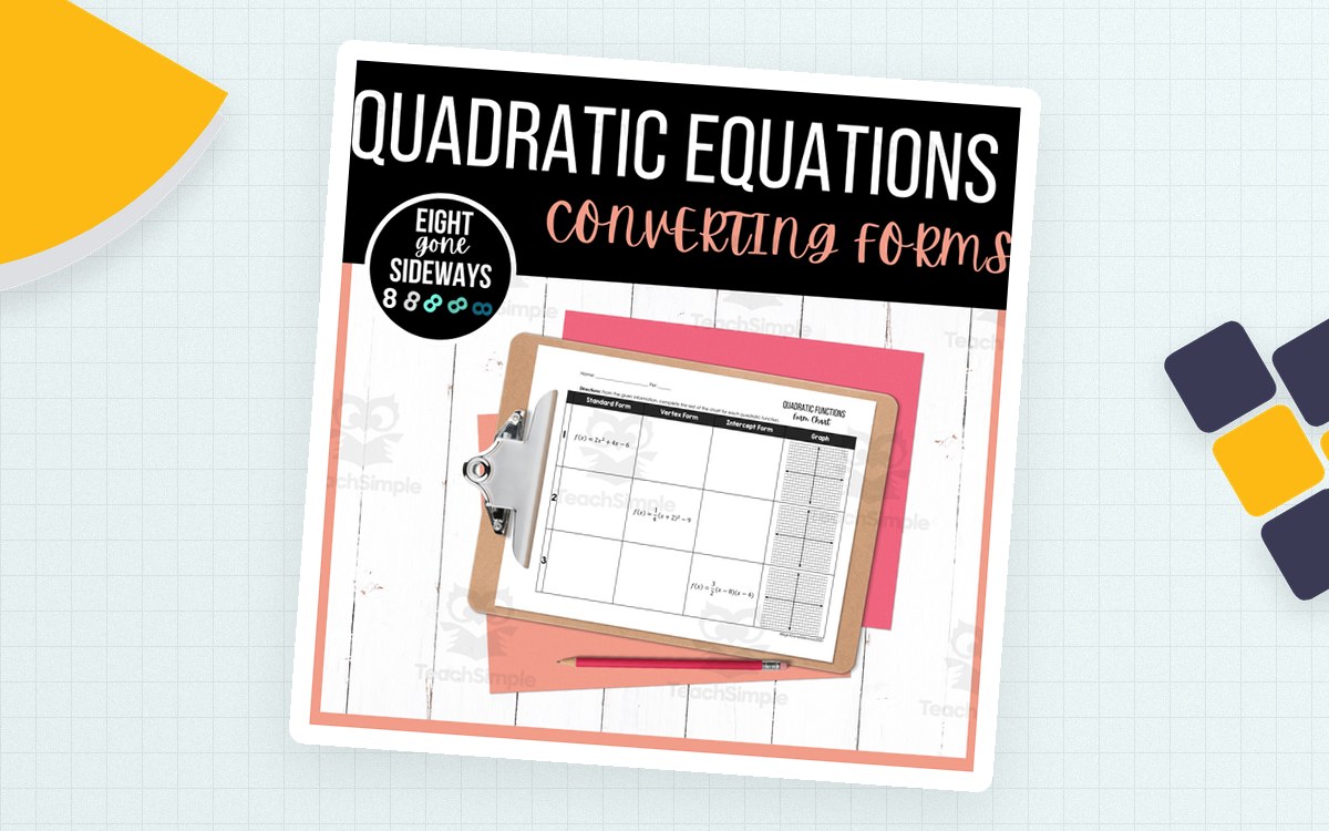 Quadratic Equations – Converting Forms Worksheet preview