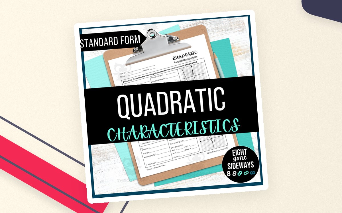 Quadratic Functions Standard Form – 8-Graph Worksheet preview