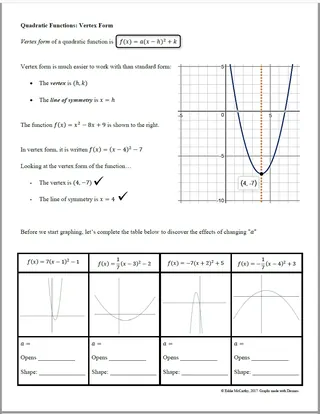 Quadratic Functions Vertex Form – Notes & Homework – sample page 4
