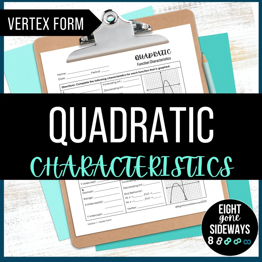 Quadratic Functions Worksheet – Vertex Form Practice – cover