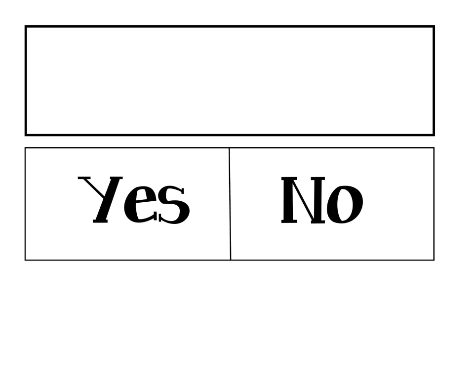 Yes and No answer labels for the graph board, printed under an empty question strip so teachers can write a new question