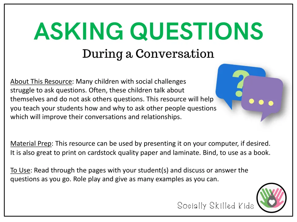 Teacher directions for the asking-questions lesson explain preparation, reading together, and role play.