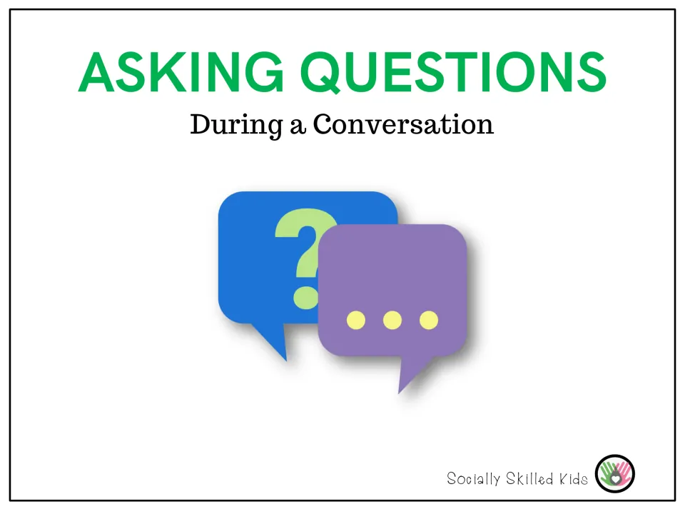 Cover of the asking-questions lesson identifies its focus as asking questions during a conversation.