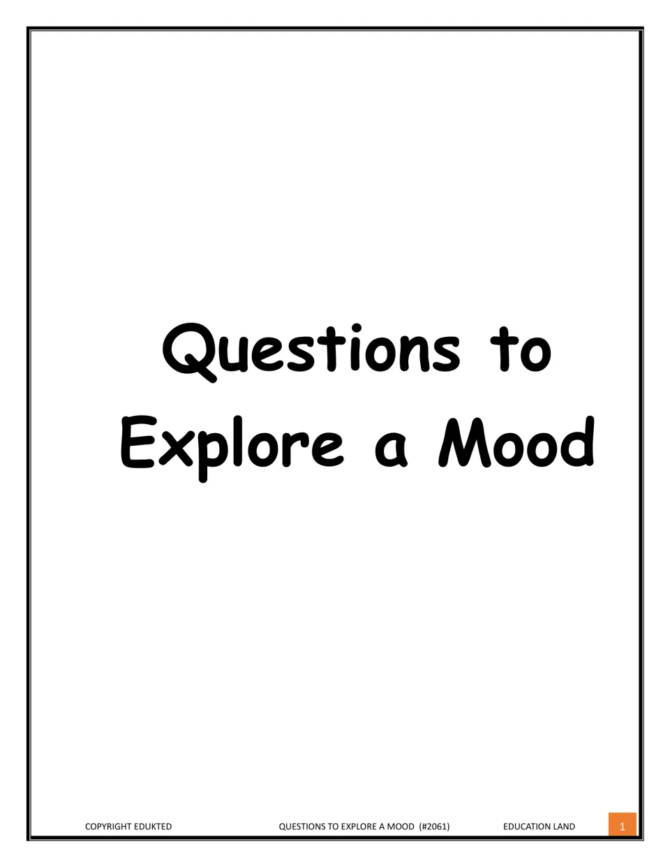 Cover of Questions to Explore a Mood (#2061), a mood reflection worksheet from Edukted and Education Land