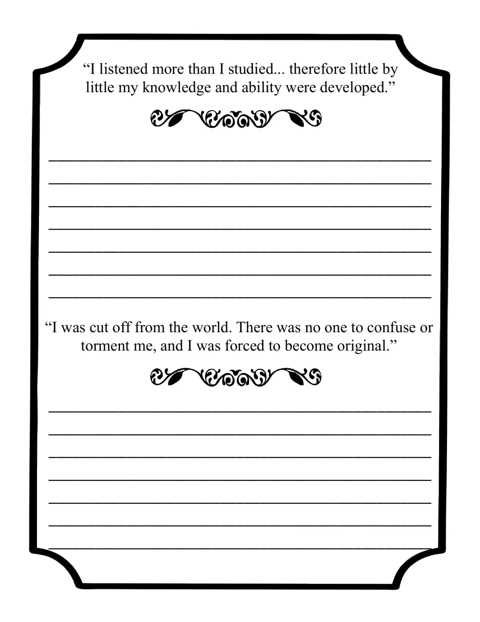 Haydn copywork quotations begin “I listened more than I studied” and “I was cut off from the world.”