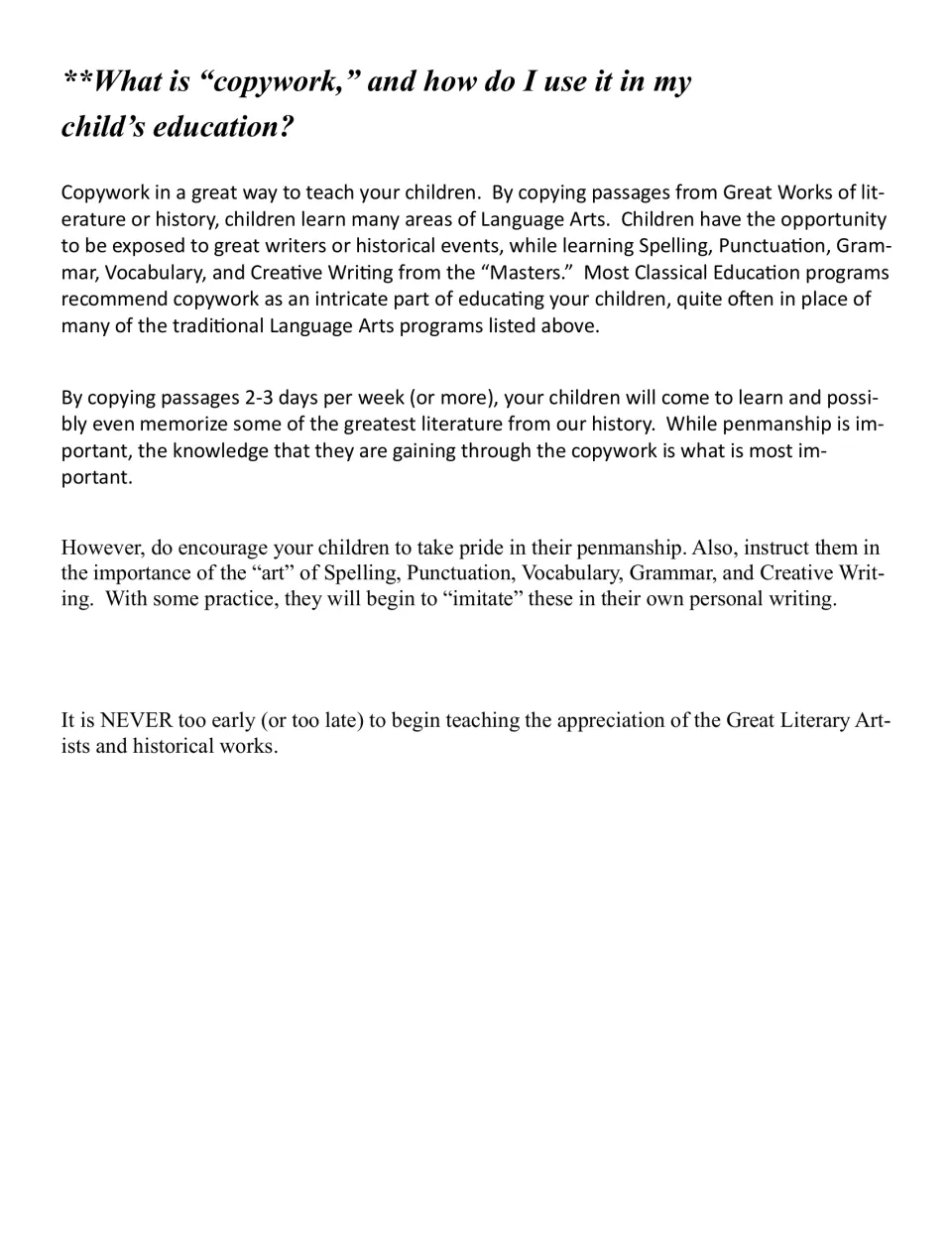 Copywork explained for parents: why to copy great passages 2-3 days a week and tips on spelling and penmanship