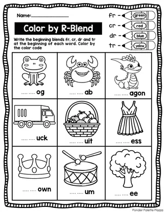 R-Blends Activity - Color by Code – sample page 2