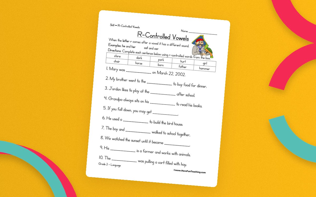 R-Controlled Vowels Fill in the Blanks Worksheet preview