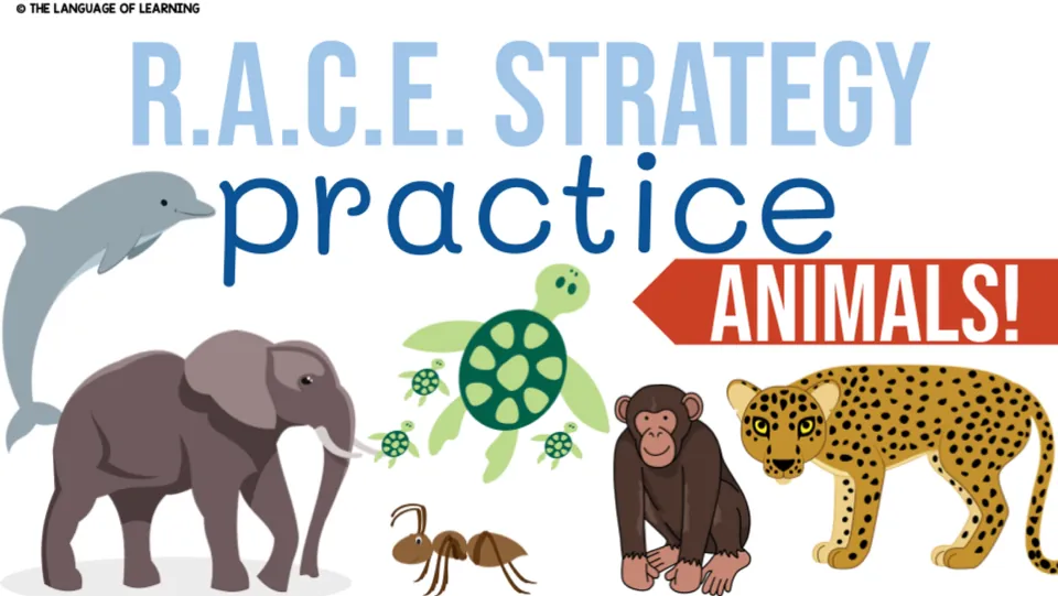 Cover of R.A.C.E. Strategy Practice: Animals, a writing resource for practicing responses to animal texts