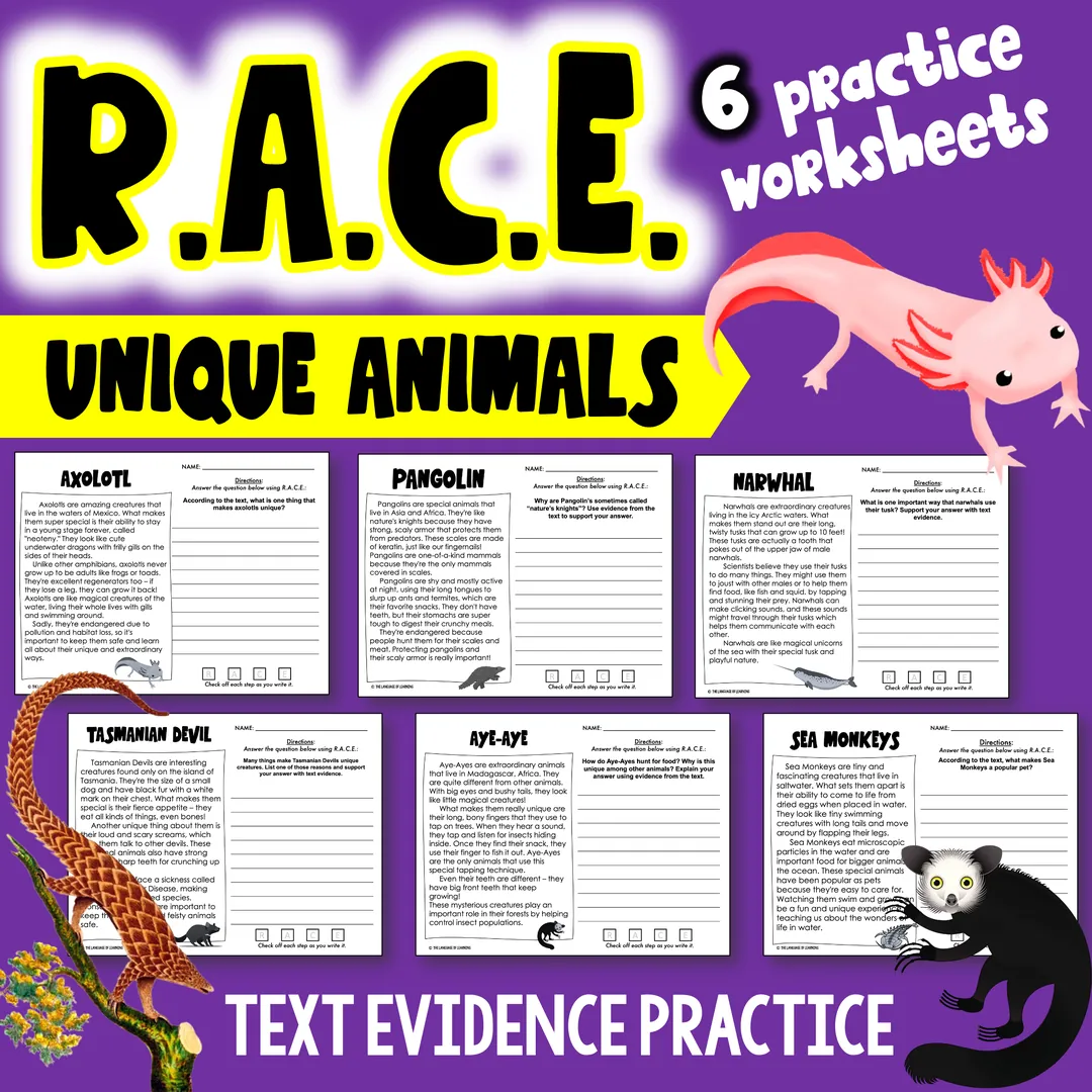 RACE Strategy Practice – 6 Passage Worksheets – cover