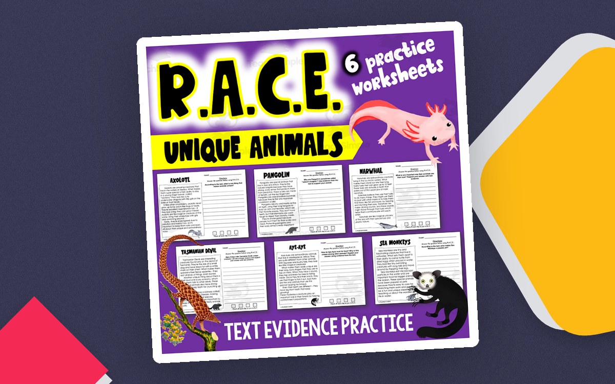 RACE Strategy Practice – 6 Passage Worksheets preview: race strategy practice pages