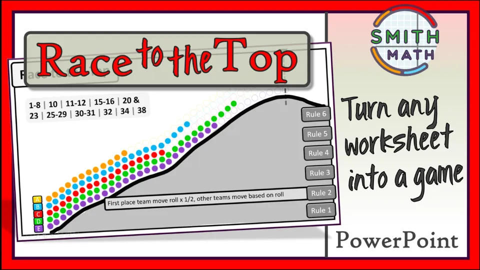 Cover of the PowerPoint game showing a mountain board and the phrase 'Turn any worksheet into a game'.