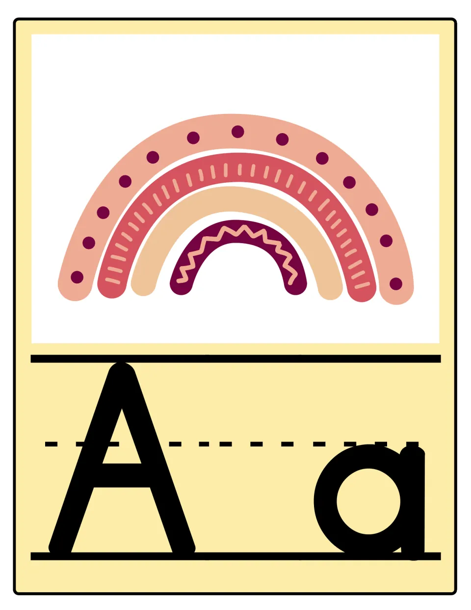 Alphabet poster 1 of 26: uppercase A and lowercase a for classroom display and letter-shape reference.