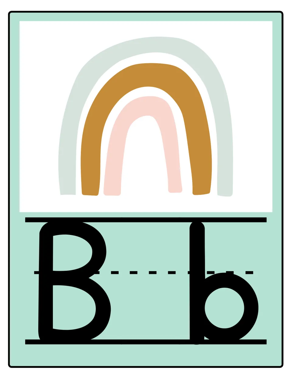 Alphabet poster 2 of 26: uppercase B and lowercase b for classroom display and letter-shape reference.