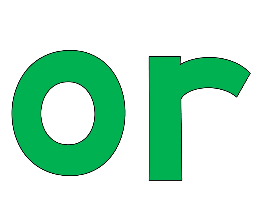 Bulletin board letters: green cut-out letters o and r, a cut-out piece finishing the word 'for' in the display heading