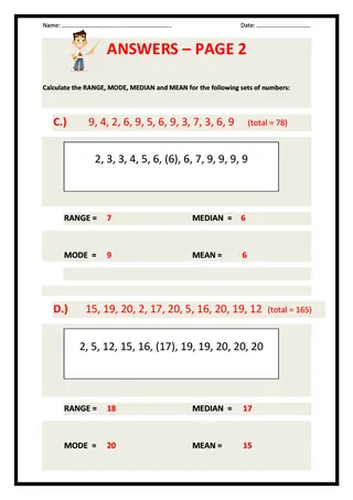 Range, Mode, Median, and Mean Worksheet Set – sample page 2