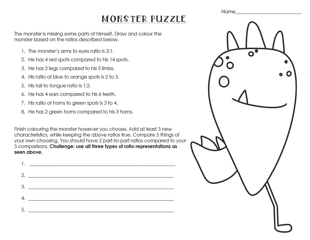 Ratio Monster Puzzle – cover