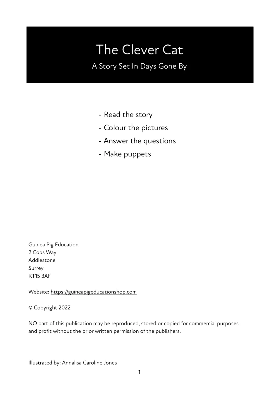 Cover of The Clever Cat: a story set in days gone by, with reading, coloring, questions, and puppet making