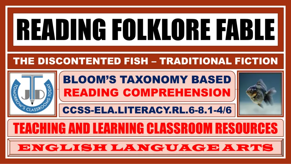 Cover for The Discontented Fish reading presentation, introducing Bloom’s taxonomy-based comprehension