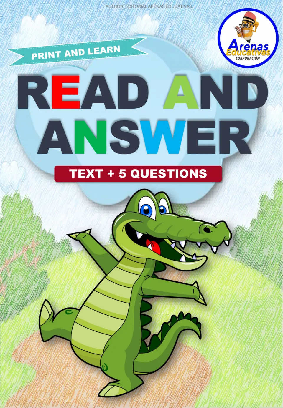 Reading packet cover labeled 'Read and Answer,' 'Print and Learn,' and 'Text + 5 Questions'