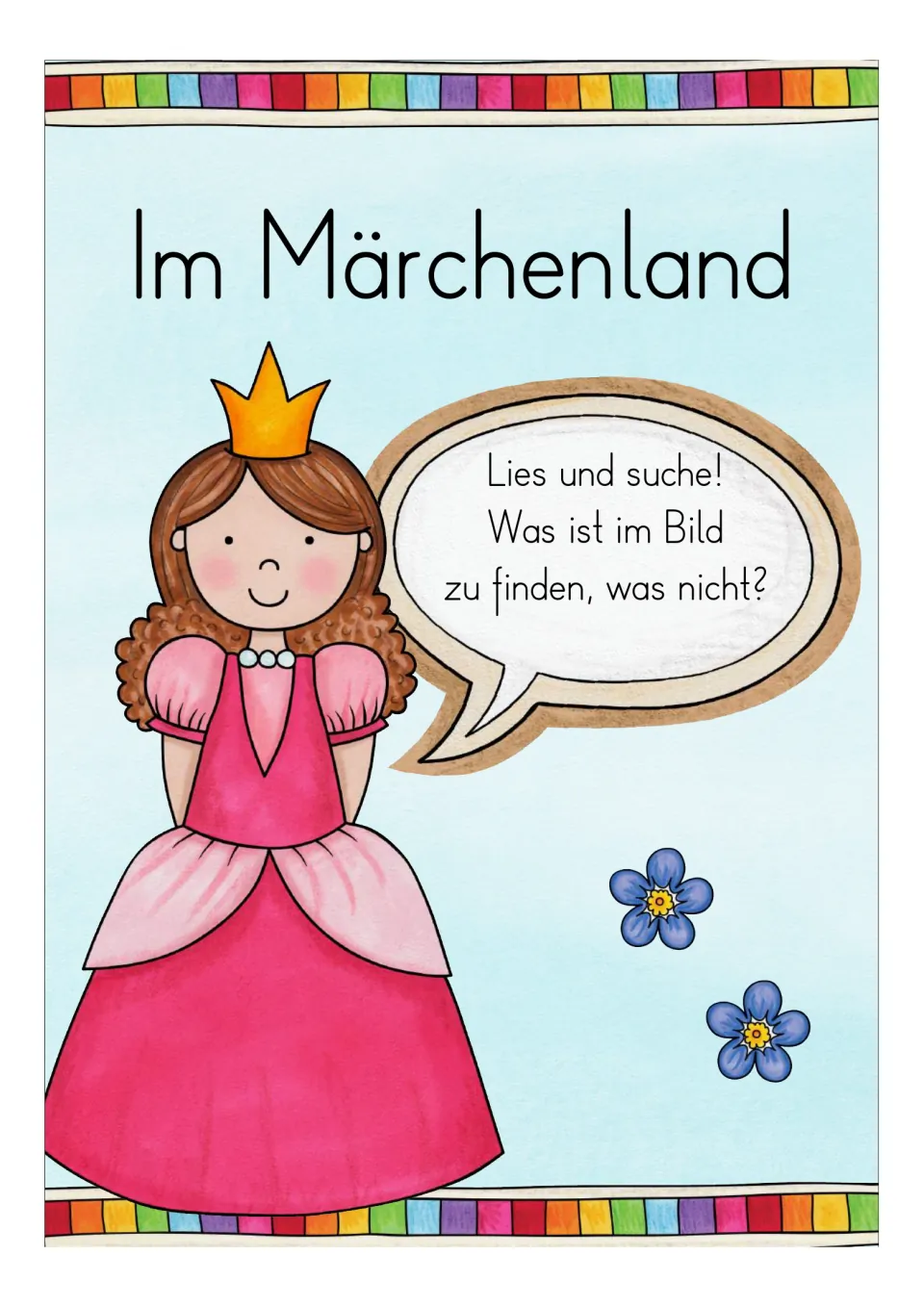 Fairy-tale section introduction: Im Märchenland (In fairy-tale land), with directions to read and search