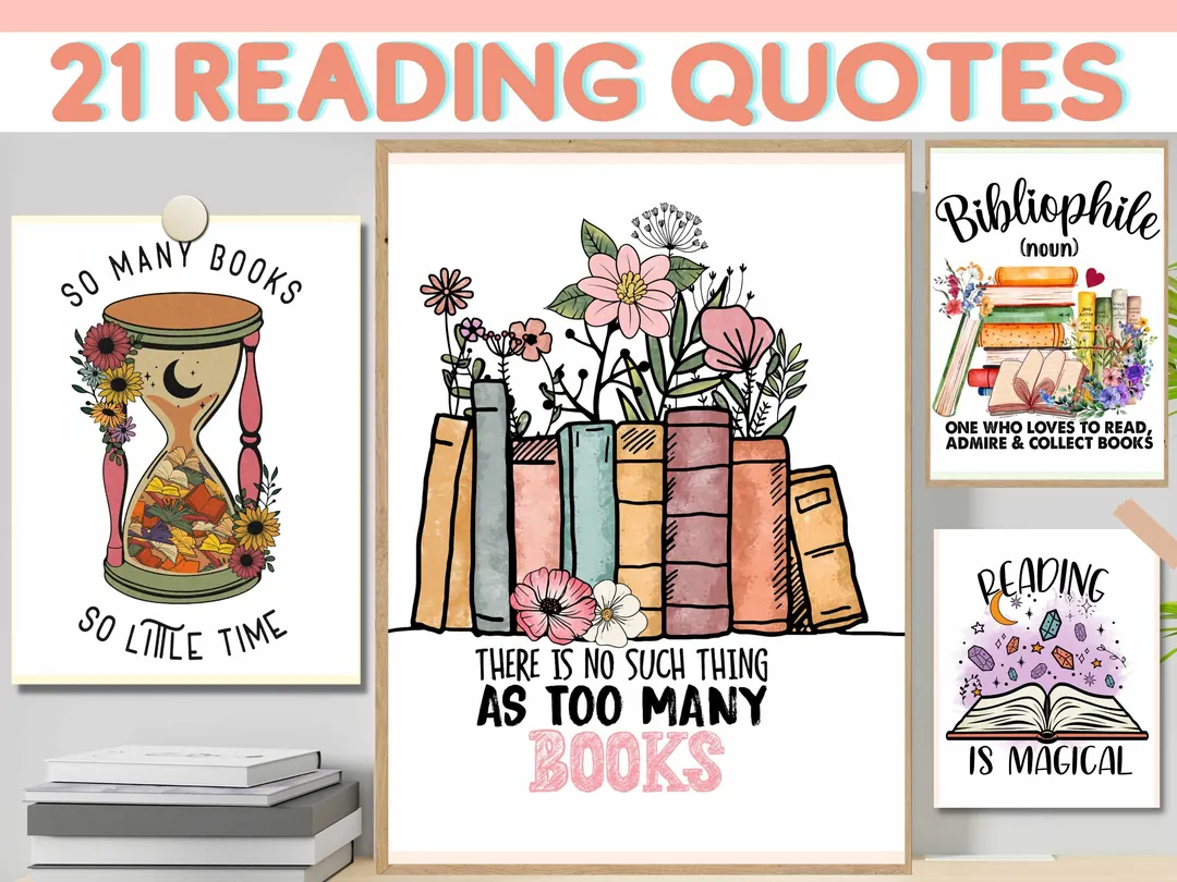 Reading Bulletin Board – 21 Quote Library Posters – cover