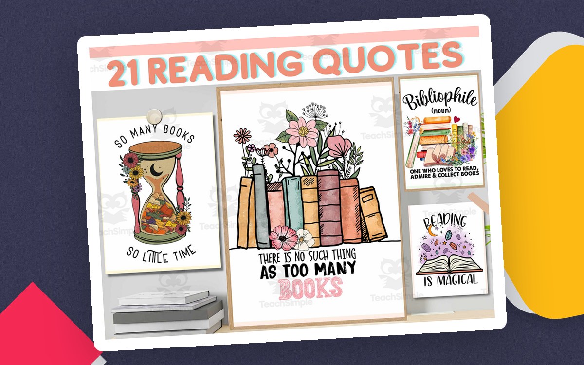 Reading Bulletin Board – 21 Quote Library Posters preview