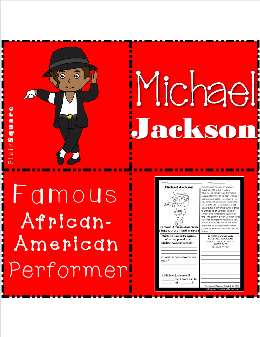 Michael Jackson Black History Reading Comprehension – cover