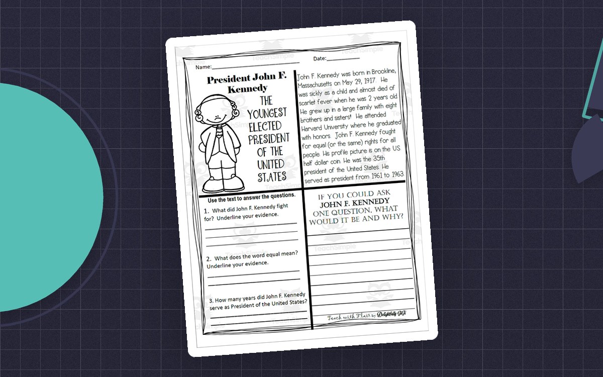Reading Comprehension for Presidents' Day: President John F. Kennedy preview
